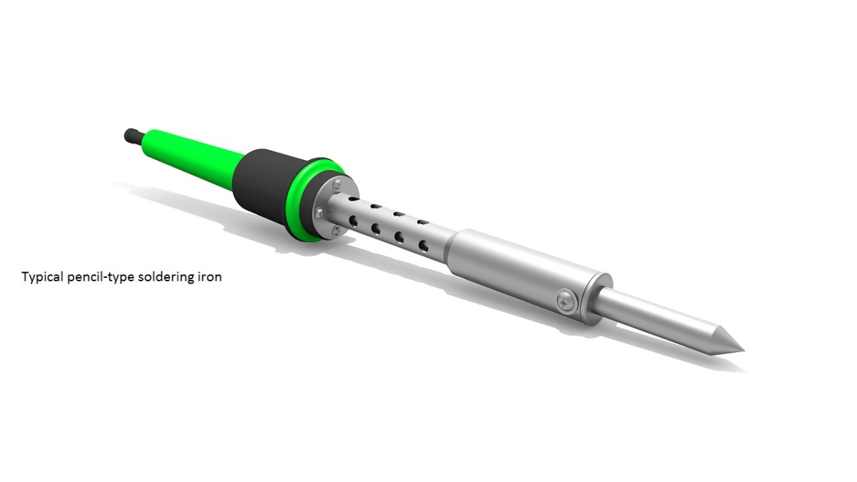 A pencil-type soldering iron is the easiest to use on small parts