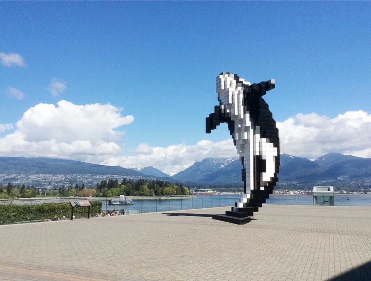 Unusual sights like Douglas Coupland's "Digital orca" sculpture in Vancouver give me story ideas.