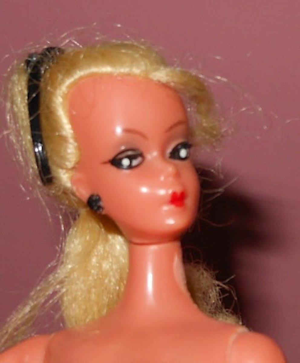 The head of a 7-inch Bild Lilli doll