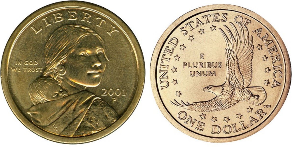 The Sacagawea Dollar; front by Glenna Goodacre, original reverse by Thomas D. Rogers.