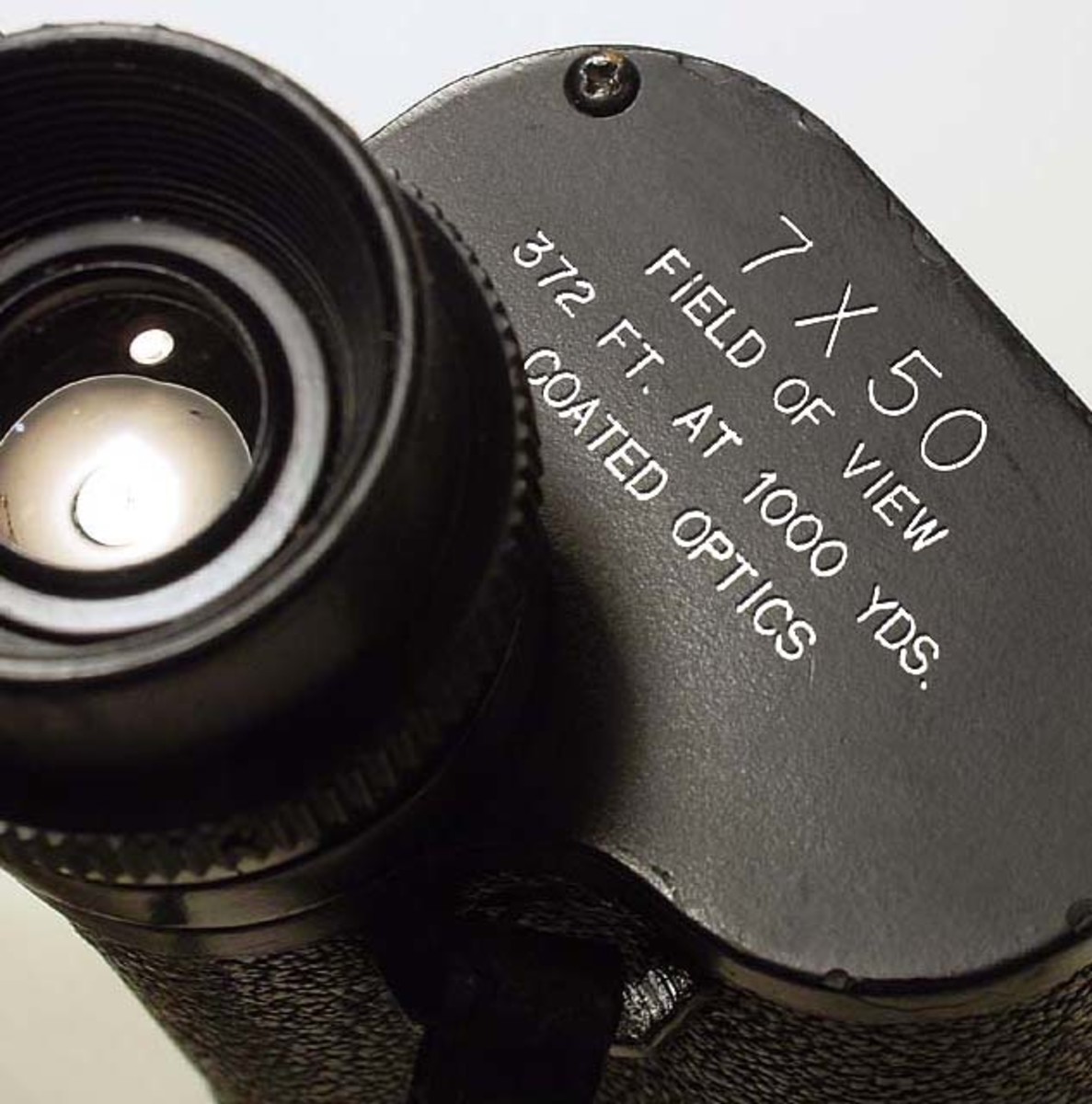 An example of the two figures that matter greatly when choosing binoculars. The 7 denotes the magnification, whilst the 50 is the diameter.