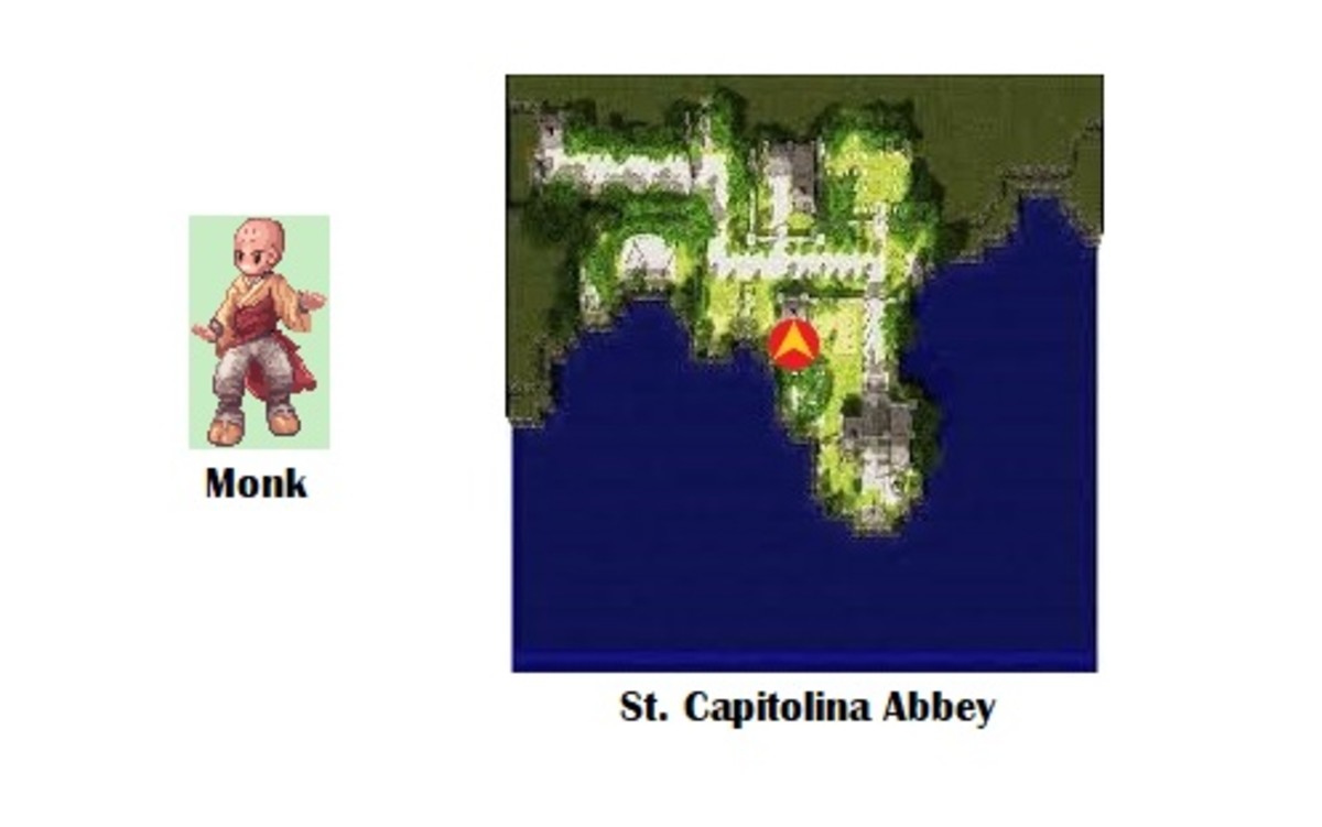 Start by talking to the Monk in the building near the central part of St. Capitolina Abbey.