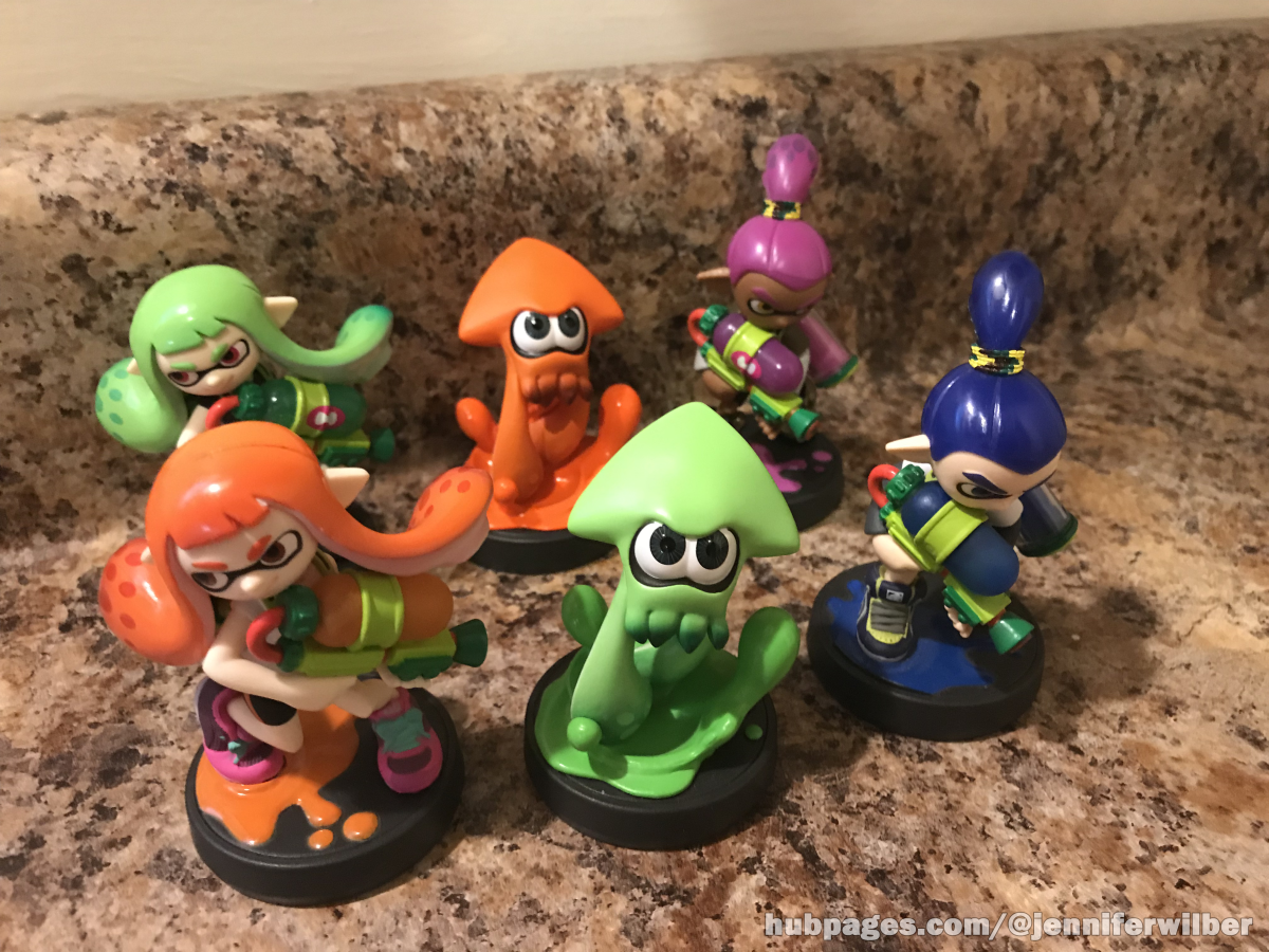 All six Inkling Amiibo from the original "Splatoon" game. These Amiibo also work on "Splatoon 2" for Nintendo Switch.