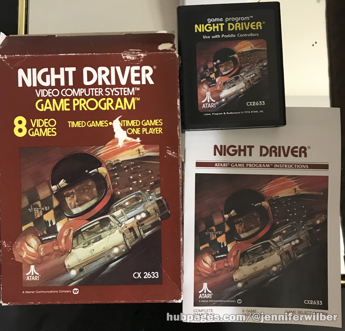 The Night Driver Atari 2600 cart, along with the original box and manual. 