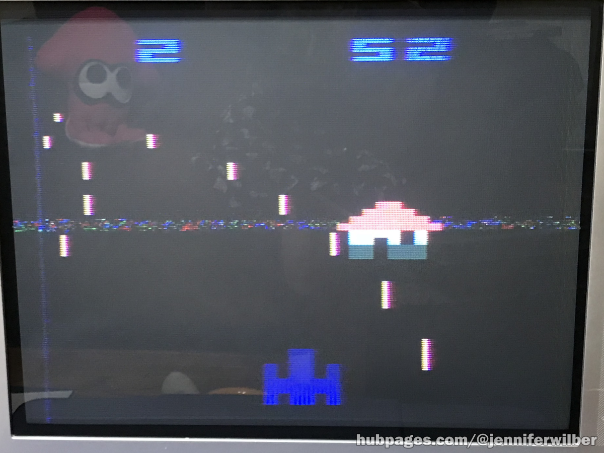 Night Driver being played in Color TV mode on the Atari 2600.