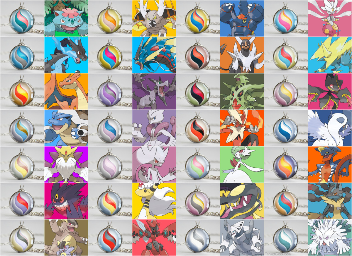 These are all of the Mega Stones with their corresponding Mega Evolutions.