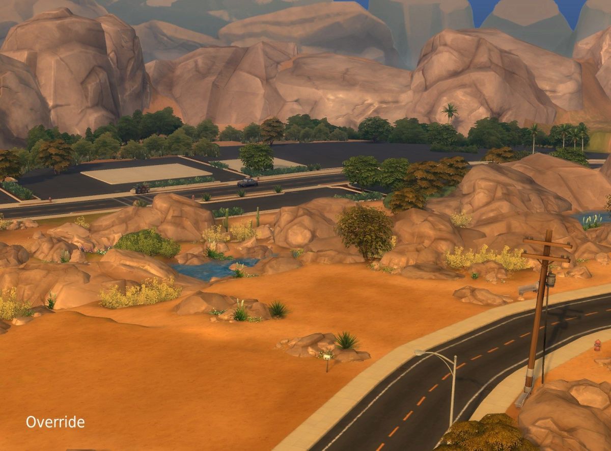 Thanks to Plasticbox, you can play in Oasis Springs without the dinosaur and diner signs in the background.