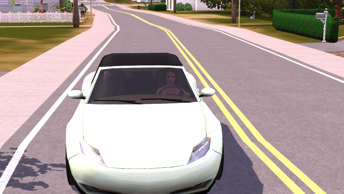 In The Sims 3, your Sim can own and drive a car.  Even if they don't own one, they still get picked up by taxis or a carpool to go to different locations.