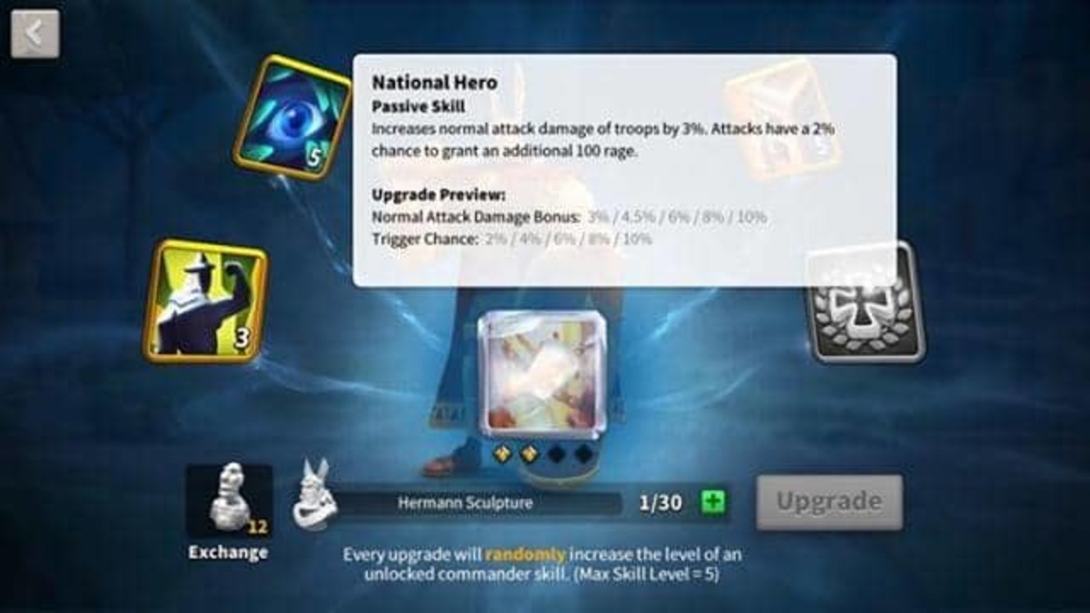 Hermann's Skills Page in Rise of Kingdoms