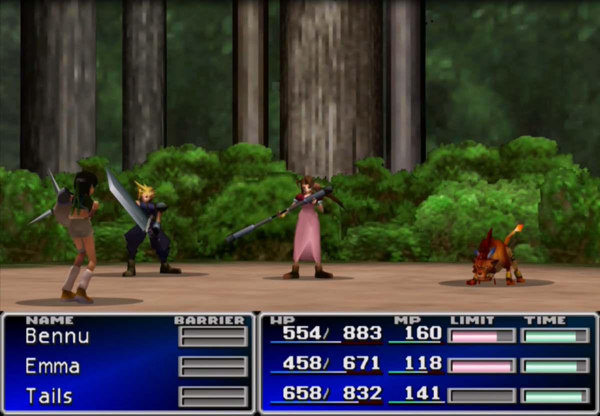 The game's battle system consists of three 3D-modelled party members engaging in turn-based combat with varying regional enemies and bosses.