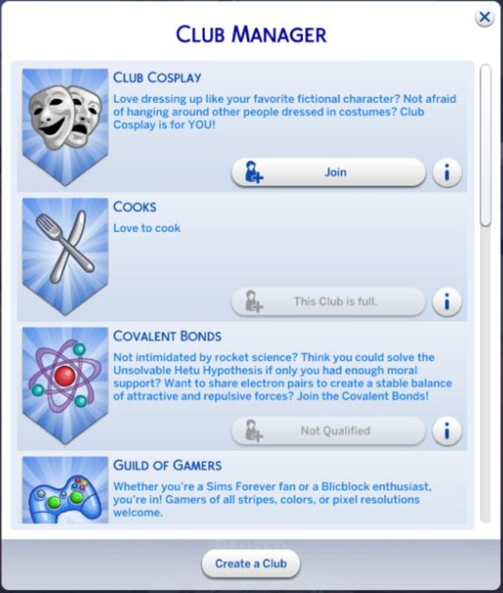 Have Your Sim Join Some Clubs Today!