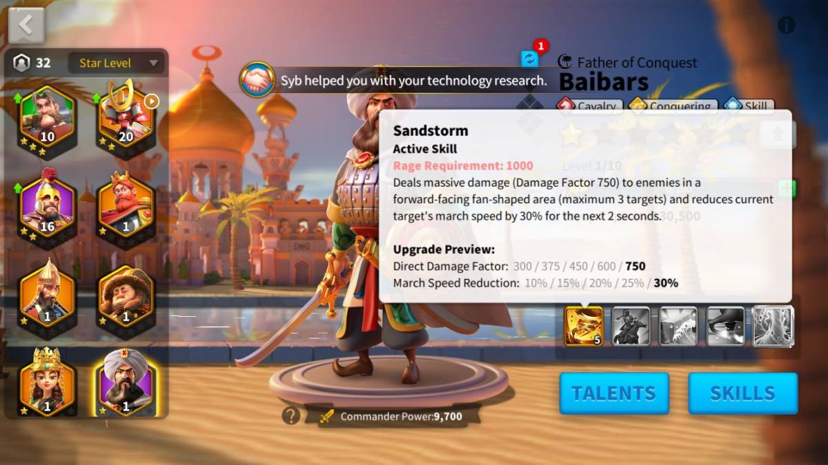 Ultimate Baibars Talent Tree Build Guide In Rise Of Kingdoms Levelskip Video Games