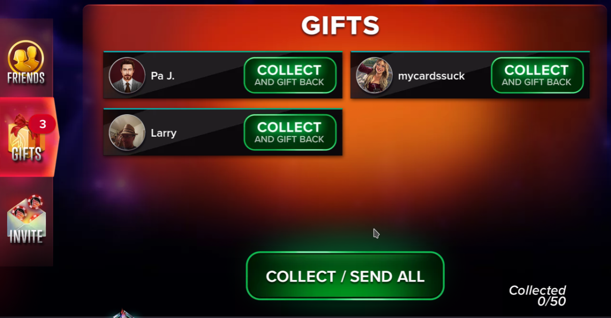 You can receive chip gifts from friends in "Poker Heat".