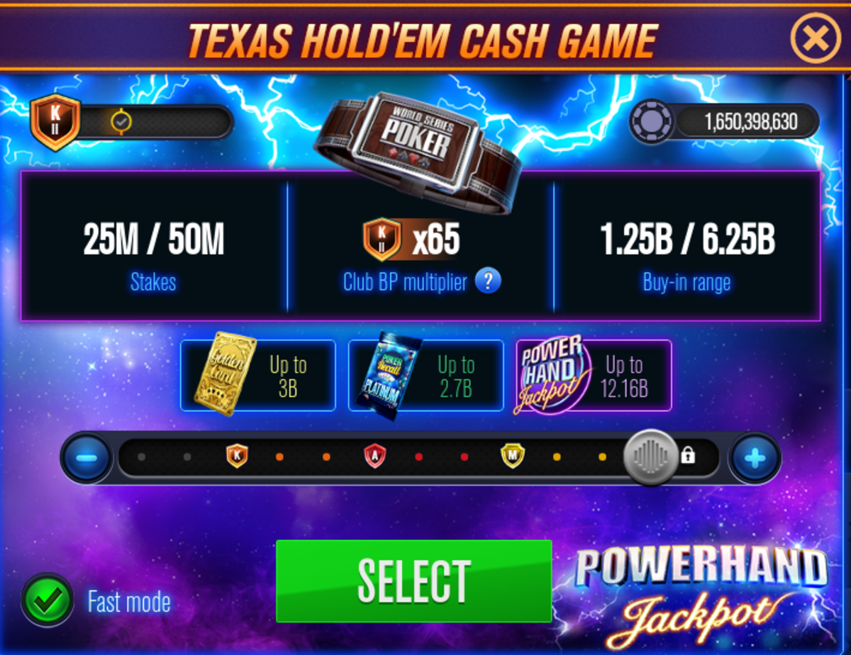 You can see the maximum bonus you can win during Powerhand Jackpot events when selecting your table stakes.