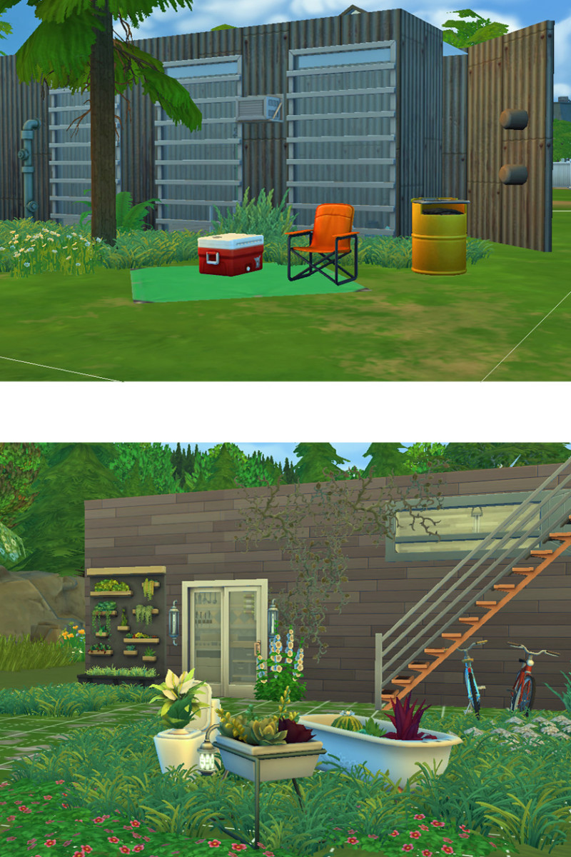 "Sims 4" Shipping Container Homes and Rooftop Gardens (Without "Eco