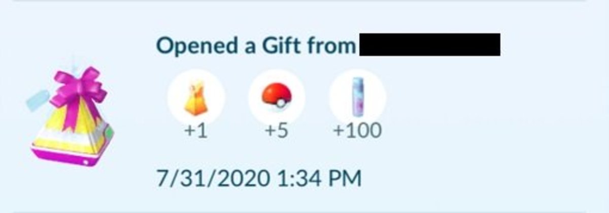 A screenshot of the contents of a gift from a friend.