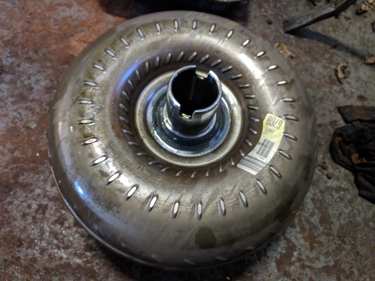 A torque converter from a GM5L40E transmission. This particular model is notorious for failing torque converters.