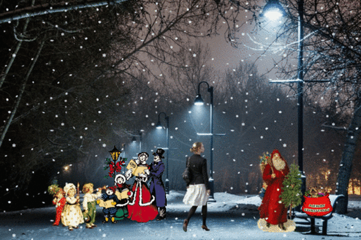 girl with father Christmas ghost of Christmas past Free background graphics by Nell Rose