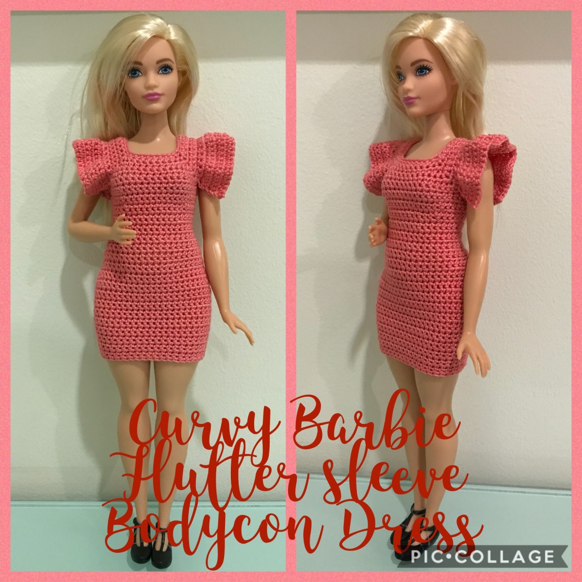Curvy Barbie Flutter Sleeve Bodycon Dress (Free Crochet Pattern)