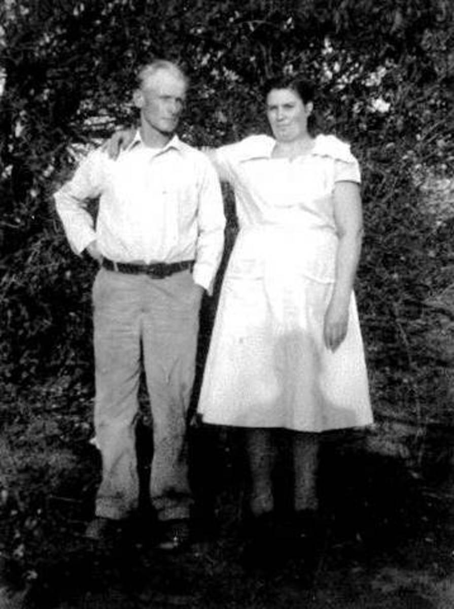 My grandparents were married for a long time.  Although they apparently couldn't stand closer than this in the above photo, they were close enough to have eight children together.