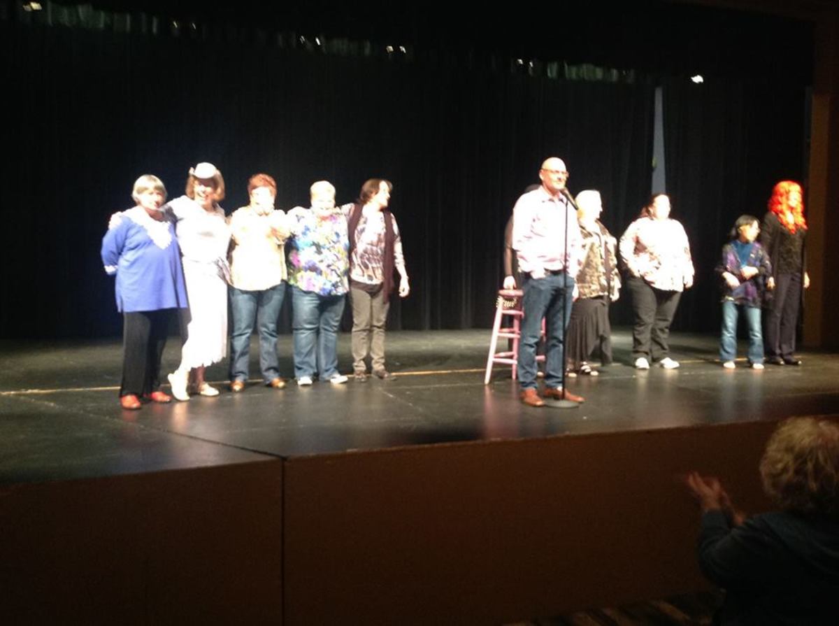 Our final bow to a standing ovation. Left to right: Myself, Laurel Lemke, D'Arcy Figuracion, Shari Gylling, Ann Rider, David Granirer, Jaycee Moon, Cat Barnaby, Stacie Suinn, and Joanna Free as Nicci Tina.