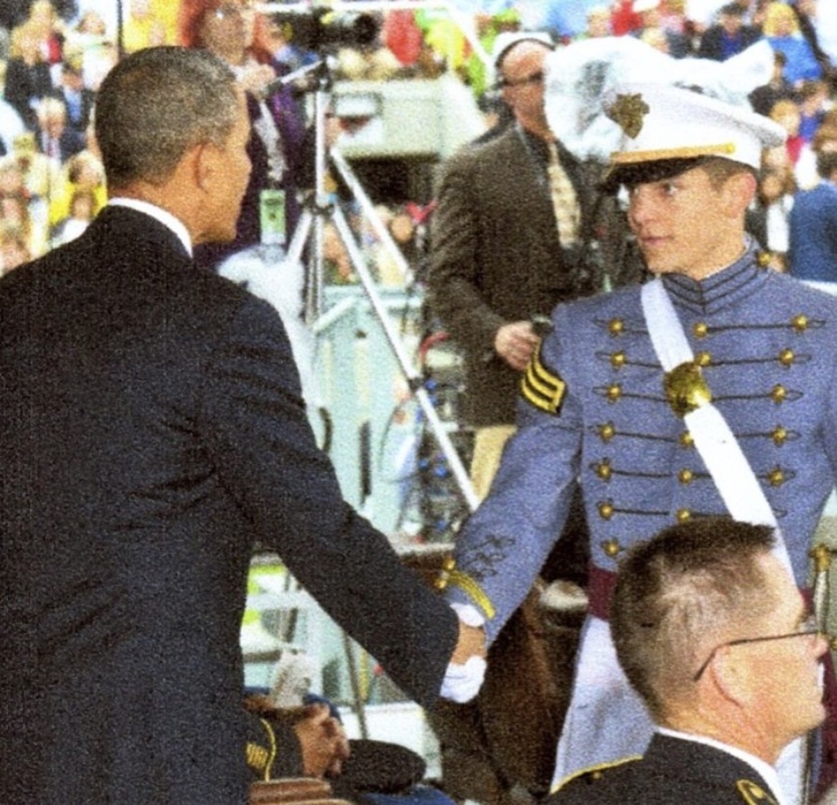 Mike shaking President Obama's hand