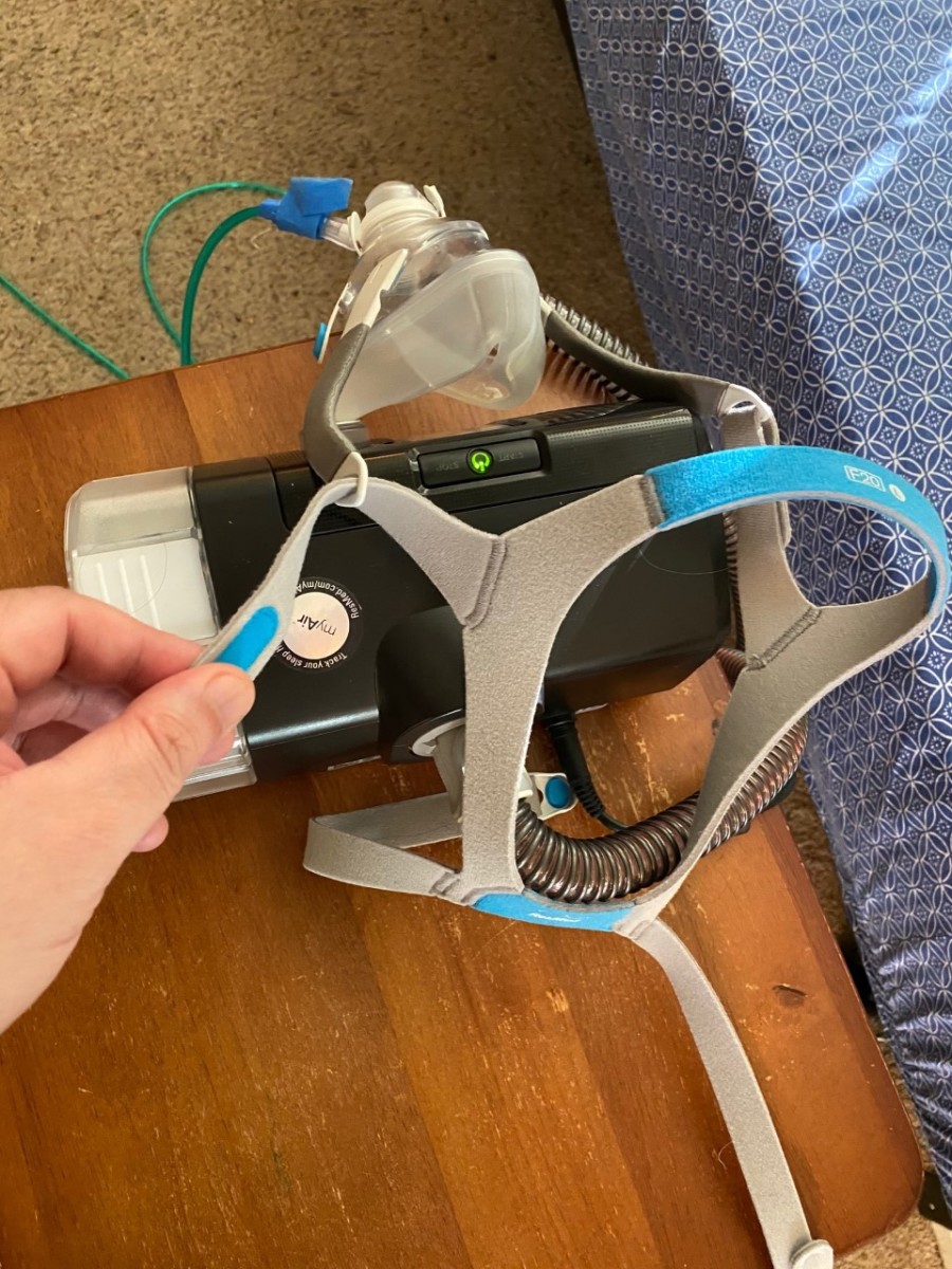Velcro strap for tightening mask on CPAP.