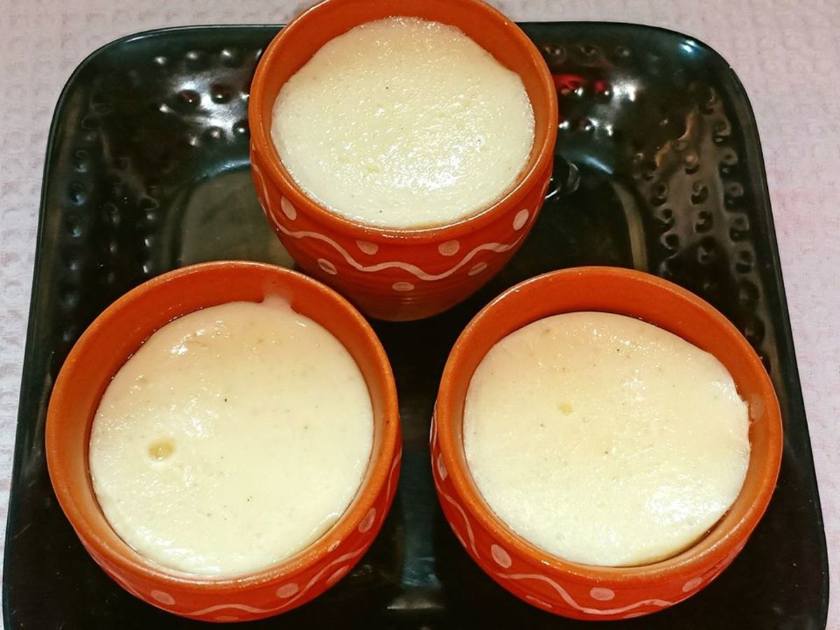Bhapa doi (steamed yoghurt dessert)