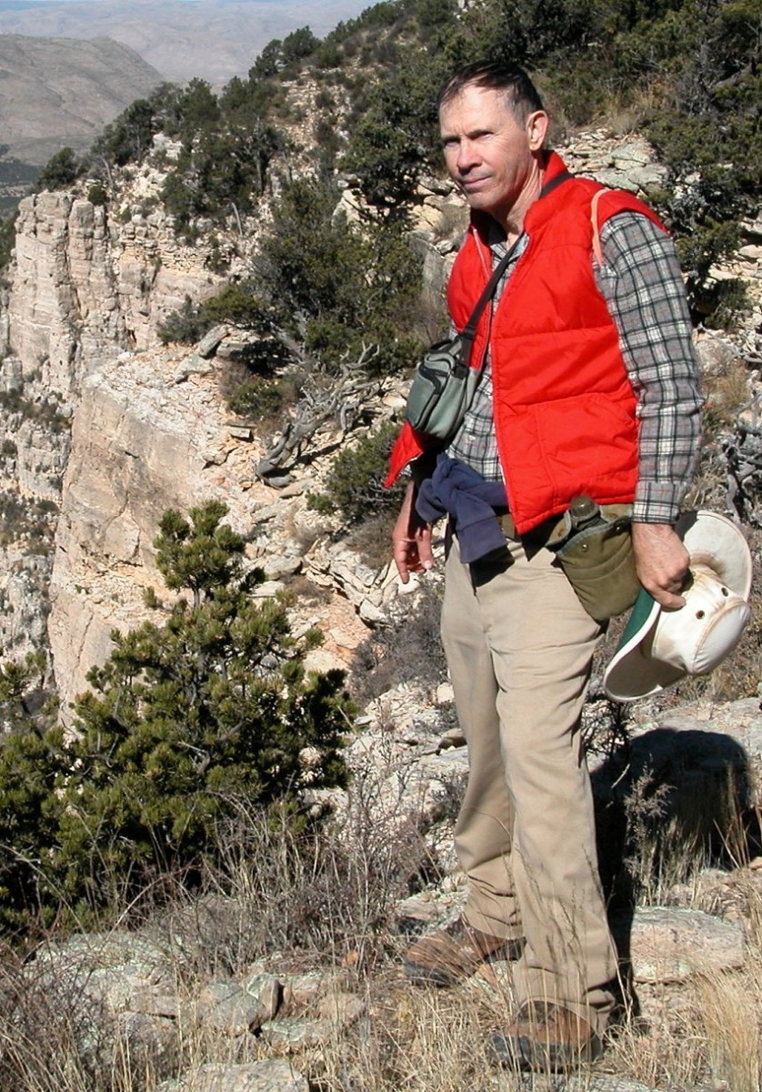 Patrick Dearen shown in mountains of Texas as he writes his observations