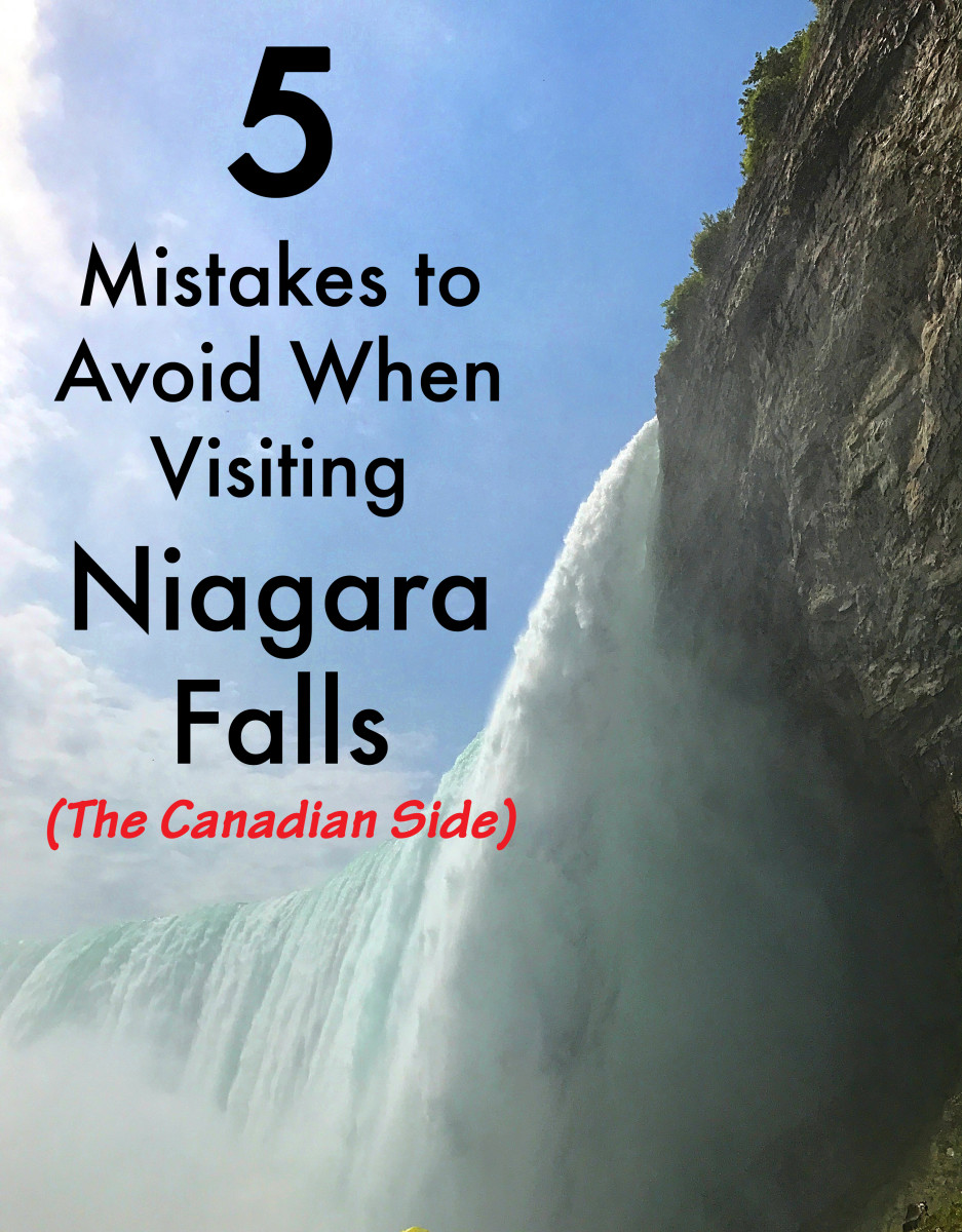 5 mistakes you can avoid if you visit Niagara Falls on the Canadian side.  This is a view of the falls from the platform of the "Journey Behind the Falls" attraction.