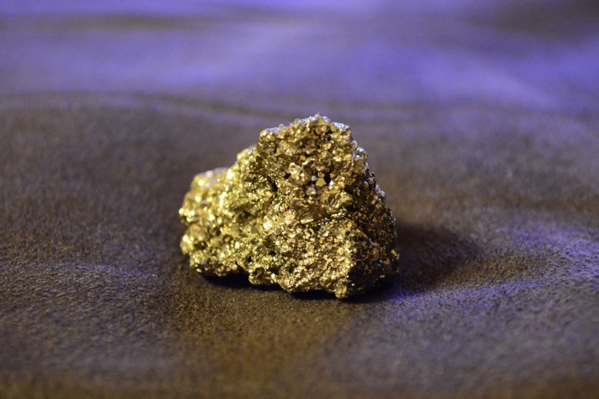 Fool's gold, or pyrite, is a shiny, brassy coloured mineral that's often mistaken for true gold.