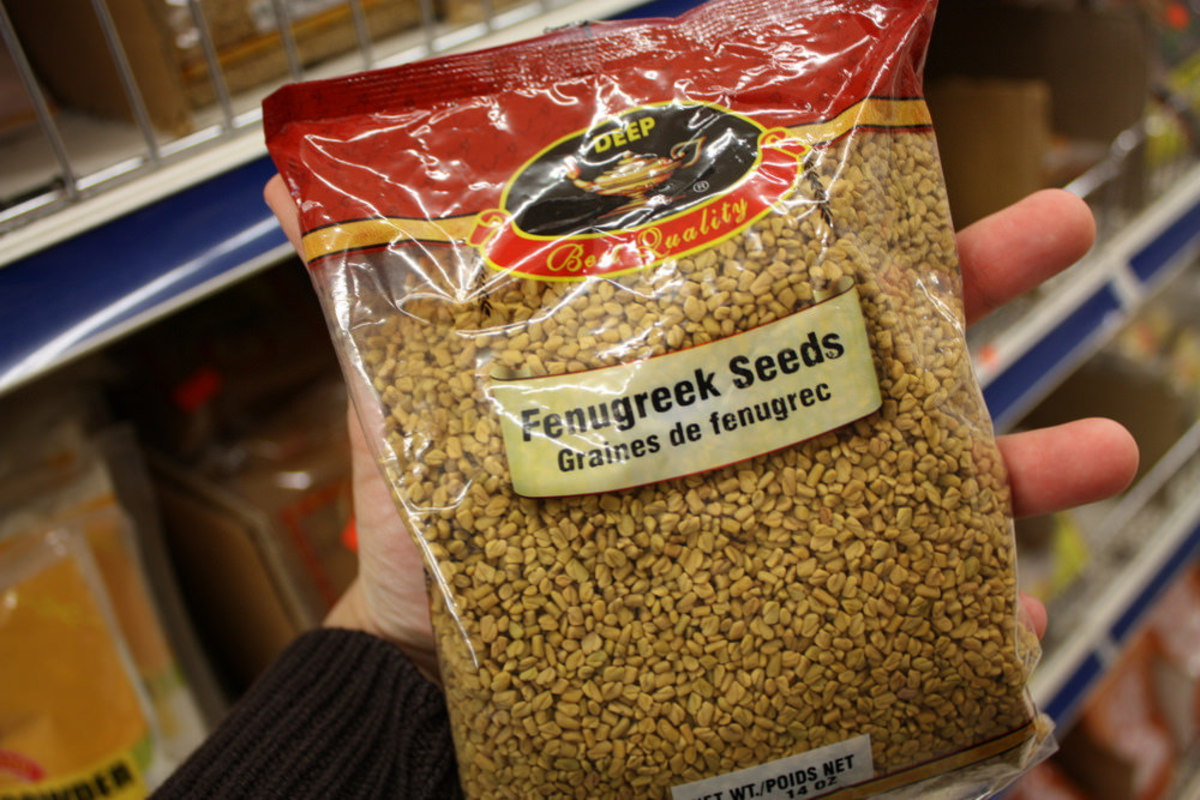 Fenugreek seeds in packaging.