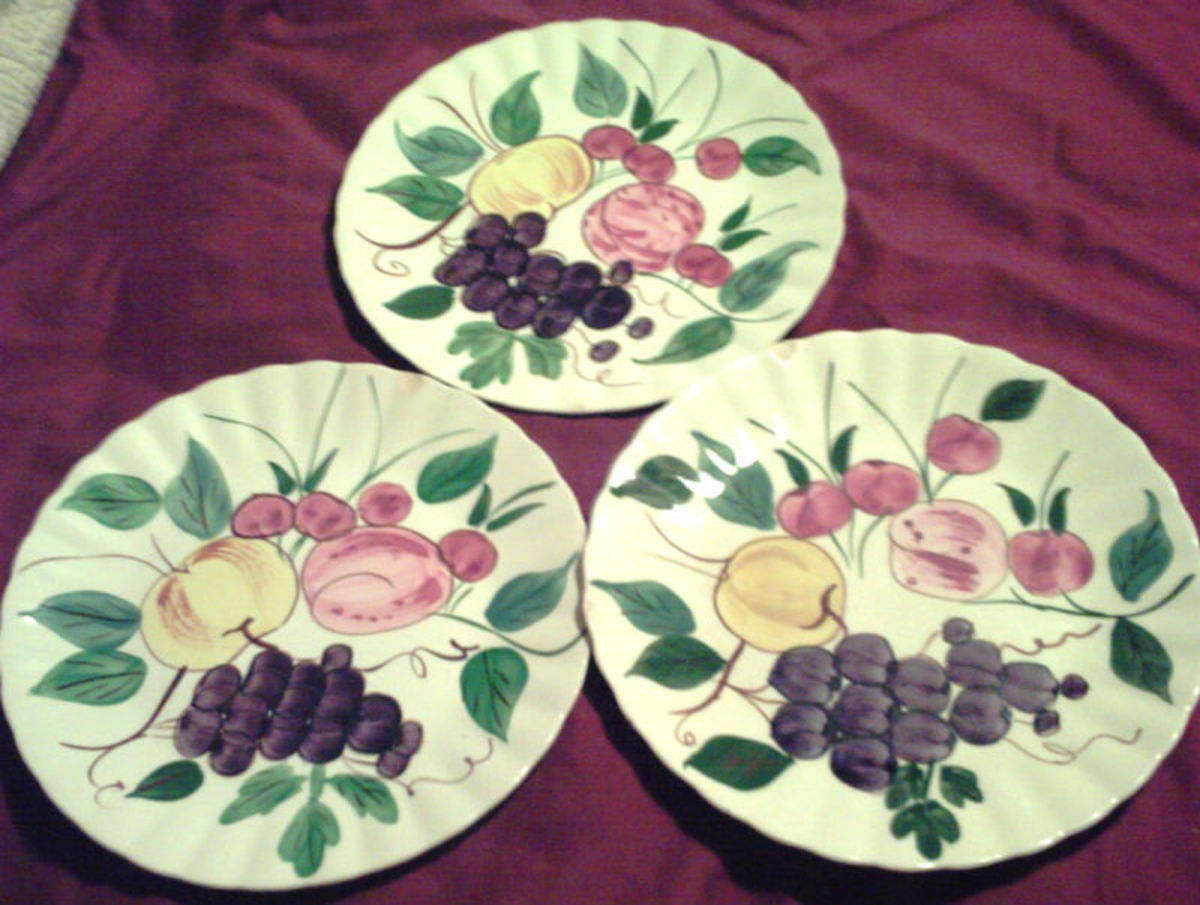 Each Plate 8 dollars Blue Ridge- Apple Trio Colonial Mold 9 38in Plate all hand painted in Erwin Tennessee