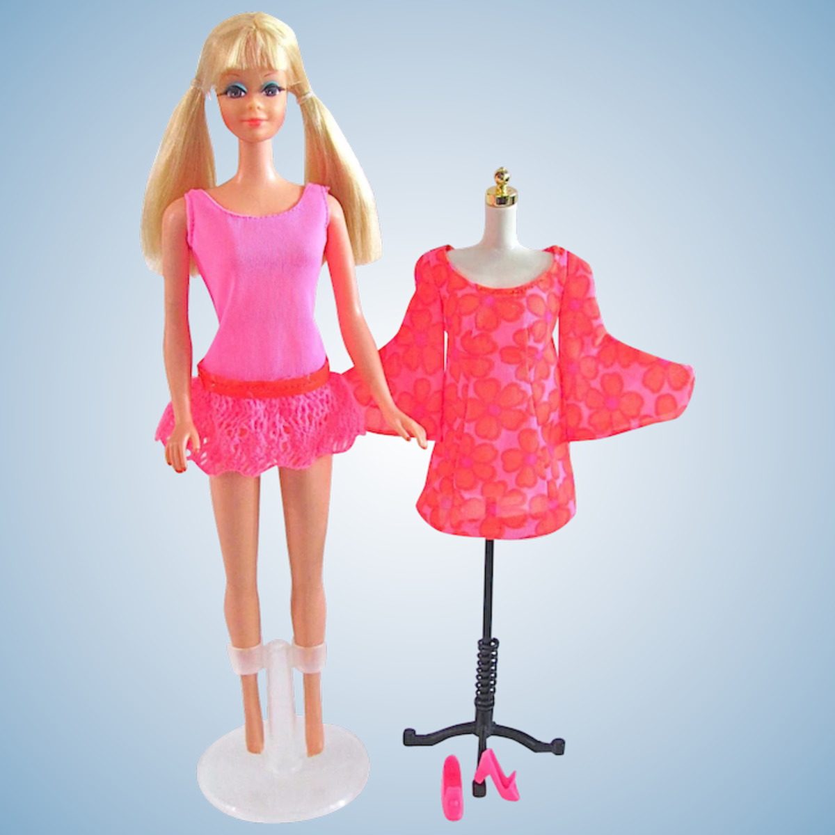 Worlds Smallest Barbie 1959 Brunette Blonde Ponytail Dolls Boxes & Sunglasses 