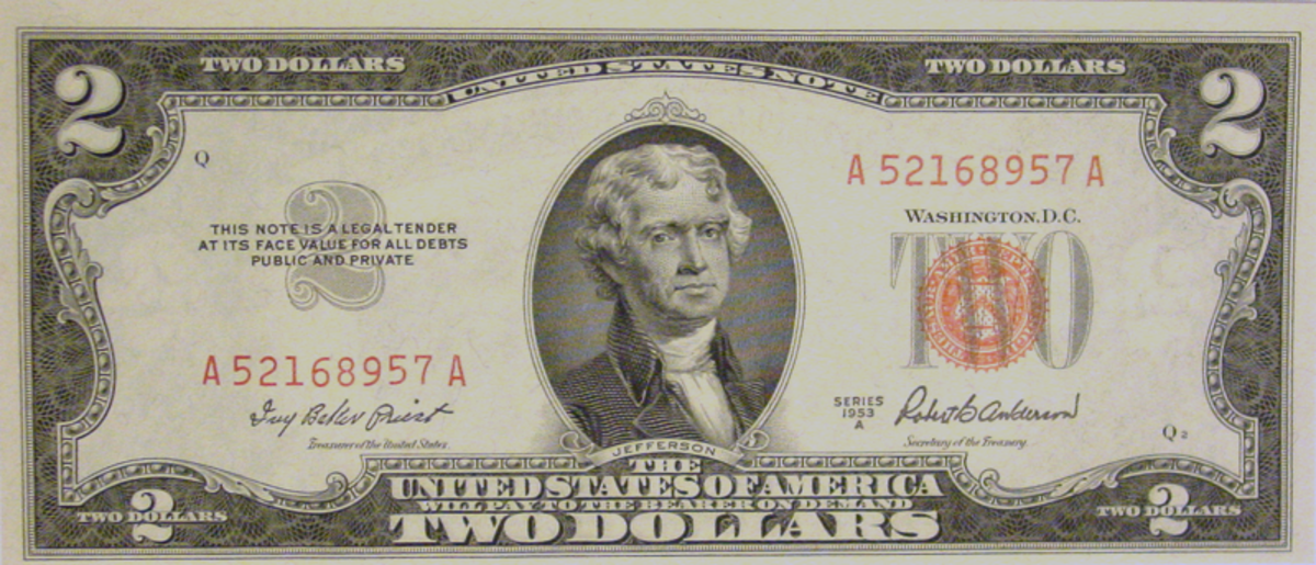 1953 Red Seal Two Dollar Bill