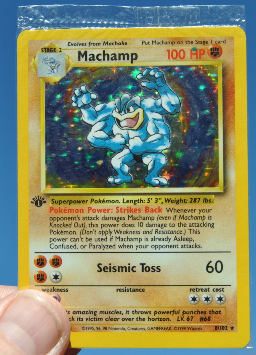 The Holofoil 1st Edition Machamp is NOT considered to be rare.  This card is shown in the original packaging as it was presented in the 2 Player Starter Set.