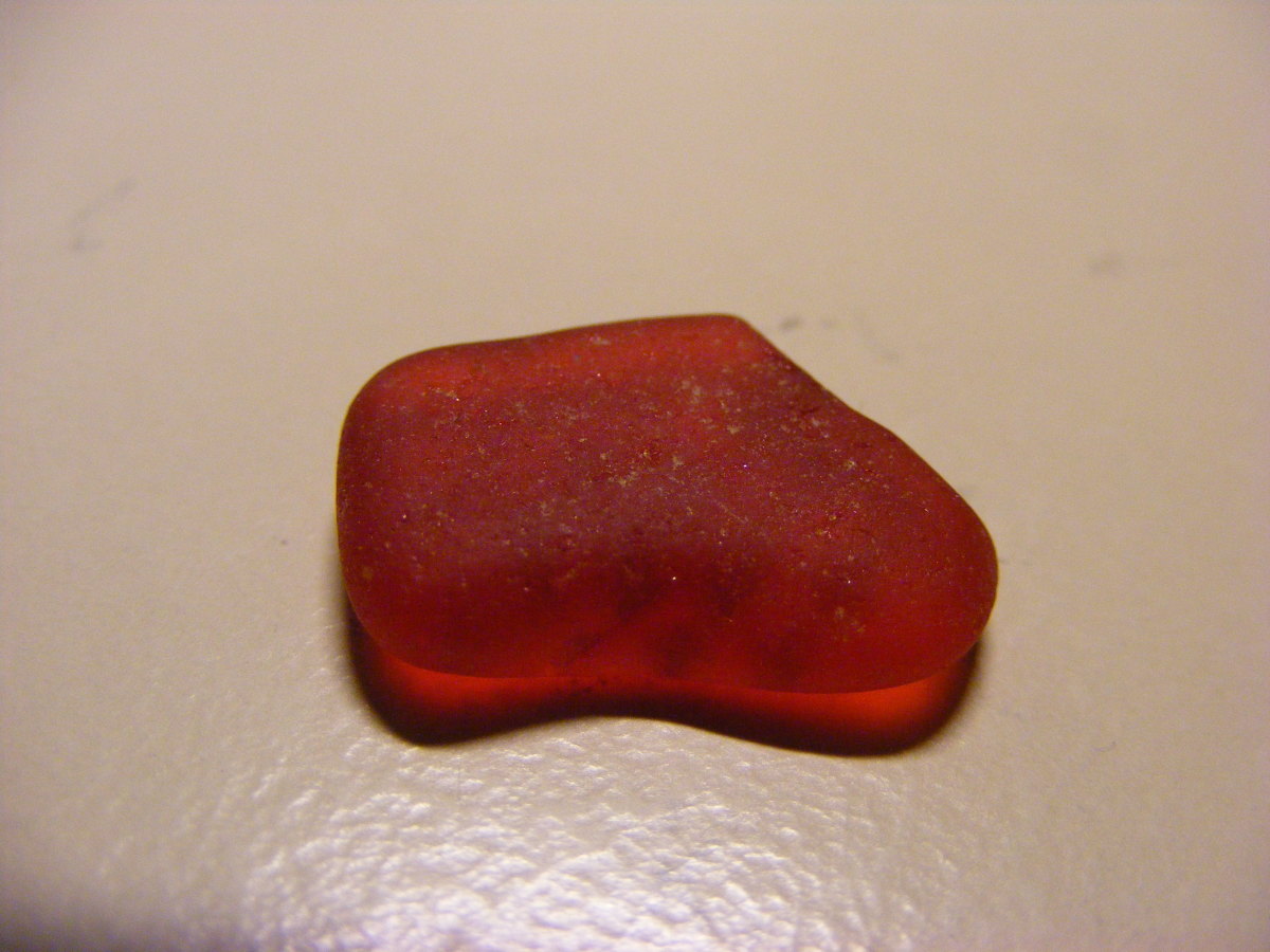 My lucky find: Cherry red is the second rarest color of sea glass (behind orange).