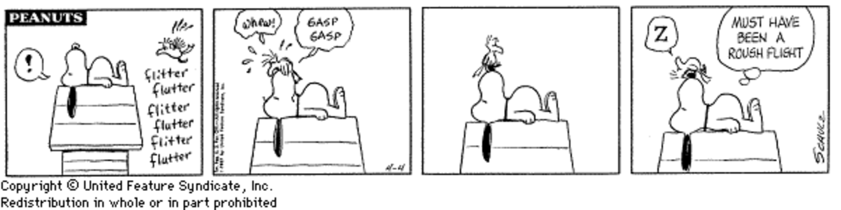 First appearance of Snoopy's best friend, Woodstock, April 4, 1967