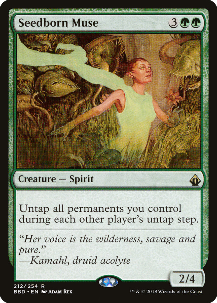 Check out some of my suggestions for cards, such as Seedborn Muse, that you could add to your "Commander" deck for maximum advantage.