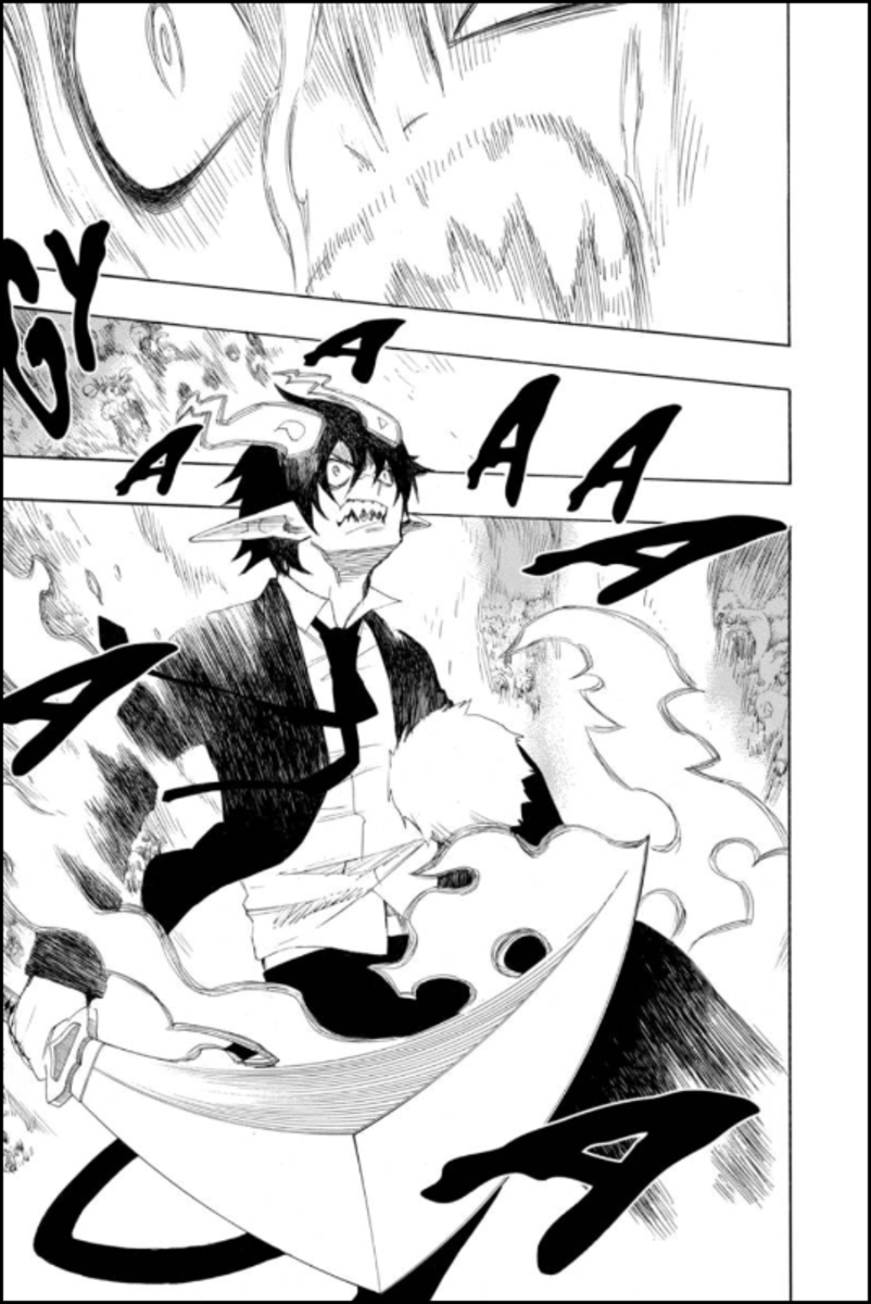Rin Okumura unleashing his powers.