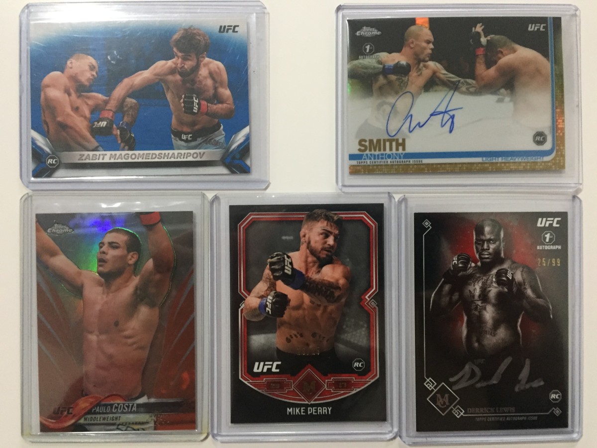 Rookie cards from Zabit Magomedsharipov, Anthony Smith, Paulo Costa, Mike Perry, and Derrick Lewis