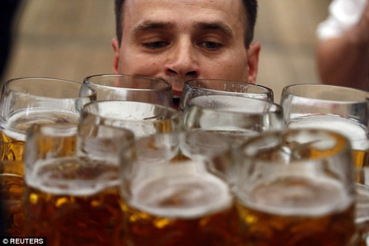 Photo of Oliver Strümpfel who broke a beer carrying record in 2014 in Bavaria, Germany
