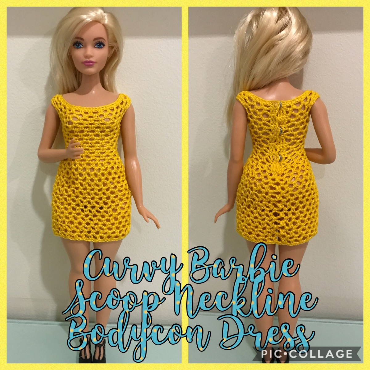 Curvy Barbie Scoop Neckline Bodycon Dress (Free Crochet Pattern)