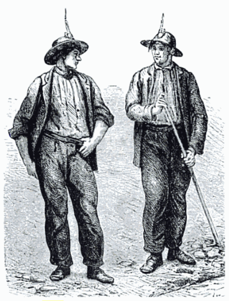 Cornish miners in the mid-19th century. A demise in mining in Cornwall prompted an exodus of Cornish miners and families resulting in a displaced Cornish diaspora.