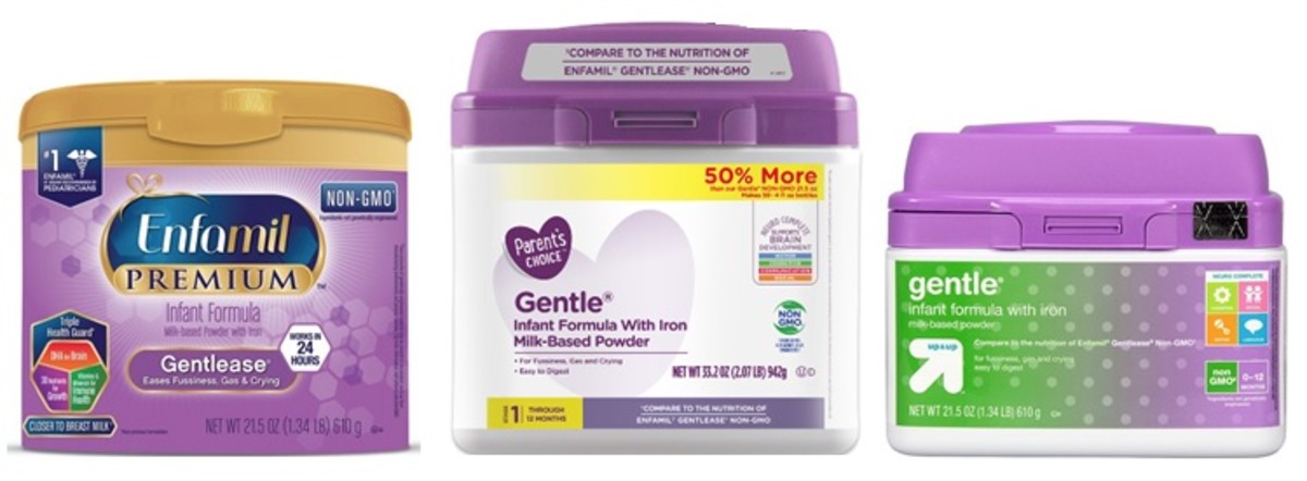 "Gentle" name-brand vs. store-brand infant formulas