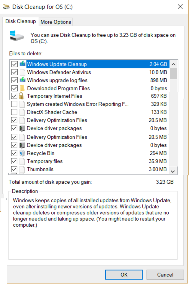 Disk Cleanup Results