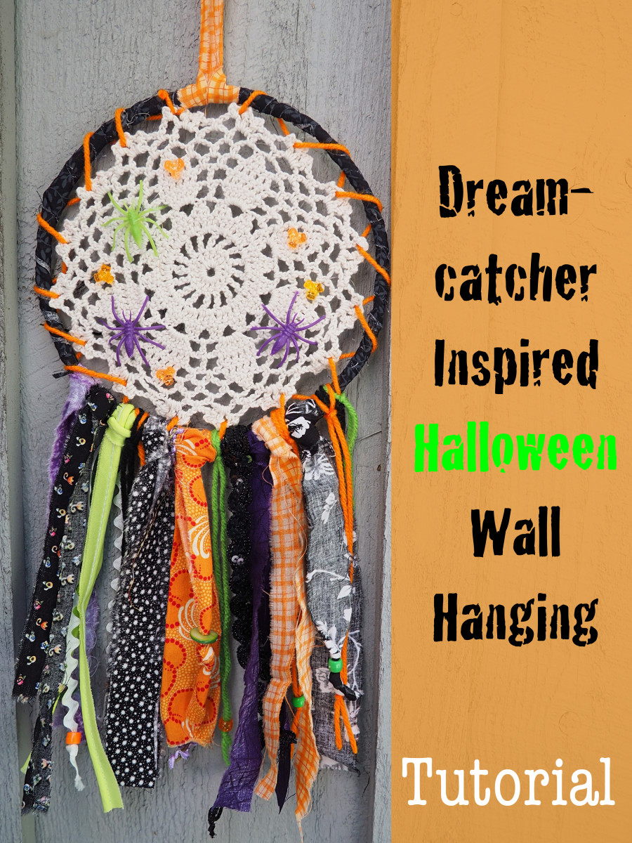 Download DIY Fabric Scrap Craft Tutorial: Dreamcatcher Inspired Halloween Wall Hanging - FeltMagnet - Crafts