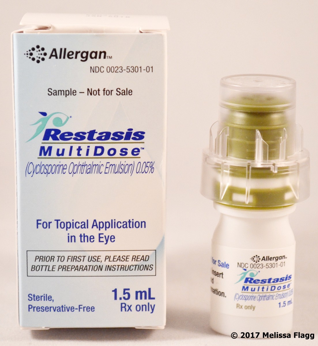 Restasis now comes in a preservative-free multidose eye drop bottle instead of just the single-dose vials above.
