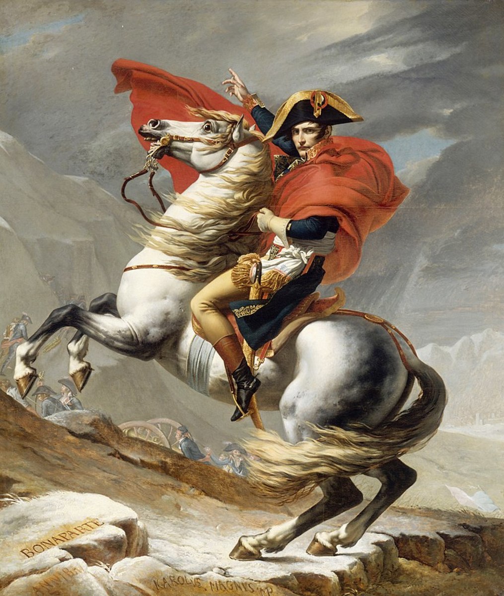 Famous Portrait of Napoleon Bonaparte on horseback. 