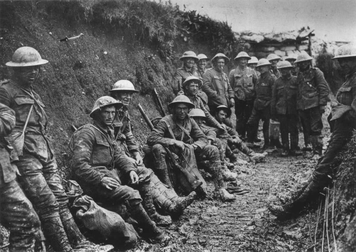 "Tommies" from the Royal Irish Rifles in the Battle of the Somme's trenches during the First World War.